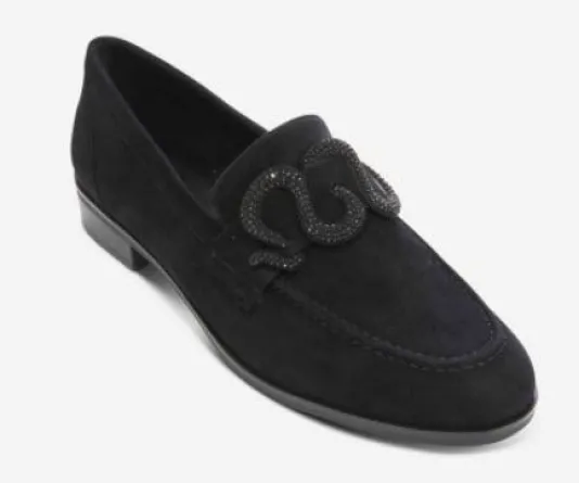 The Loafer with Pave Snake Ornament in Black