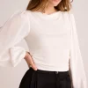 The Ruched Waist Flowy Sleeve Top in Winter White
