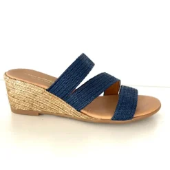 Babbs - The Raffia Elastic 3 Band Espadrille in Navy