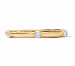 The Catalina Hinge Bangle in Chalcedony Blue