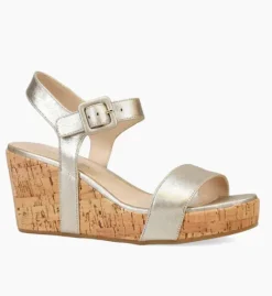 The Cork Wedge Sandal in Platino