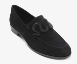 The Loafer with Pave Snake Ornament in Black