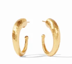 The Medium Hammered Hoop in Gold