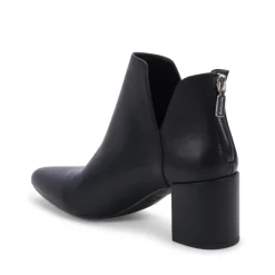 The Mid Stack Heel Bootie in Black
