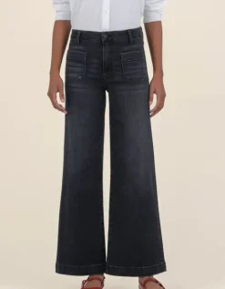 The Patch Pocket Wide Leg in Black Wash