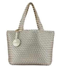 The Reversible Woven Tote in Gold & Silver