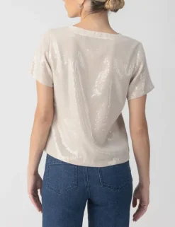The Sequin Tee in Frosted Almond
