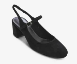 The Sling Back Almond Toe MJ Pump in Black