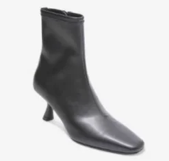 The Stretch Leather Ankle Bootie in Black