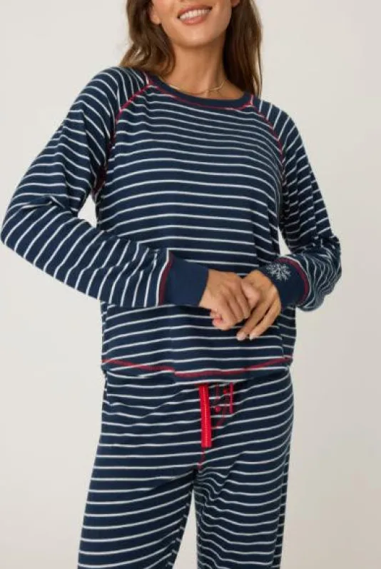 The Stripe Crew Neck in Midnight