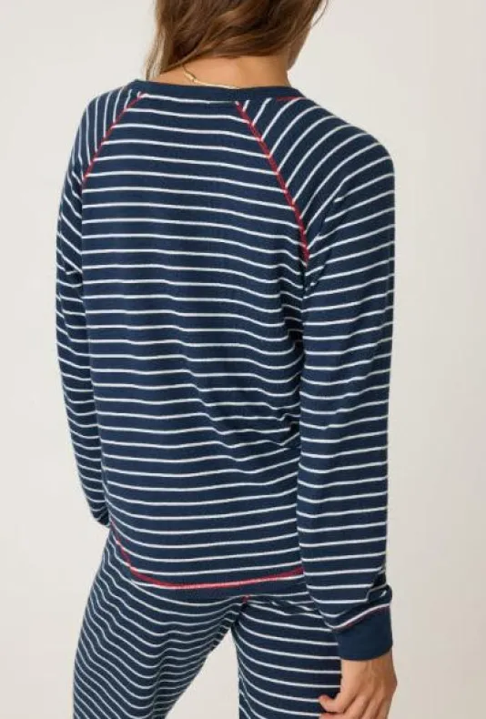 The Stripe Crew Neck in Midnight